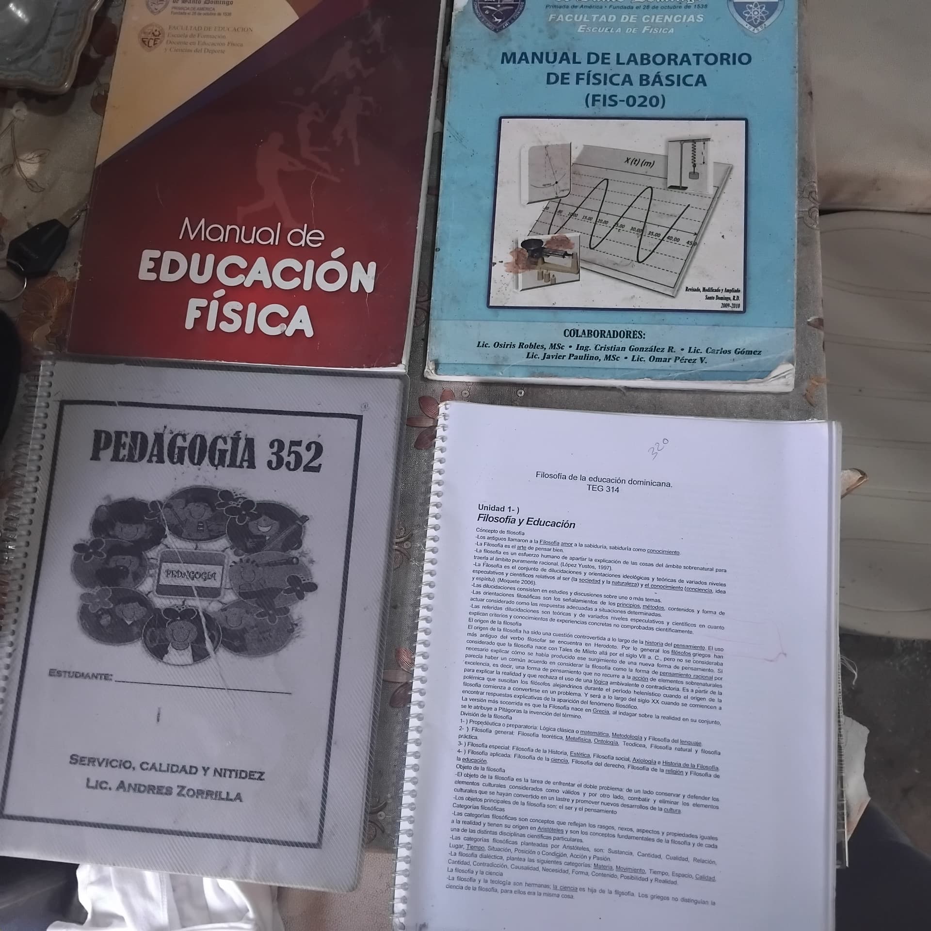 Manual de Educación física, Manual de laboratorio de física, Manual de filosofía de la educac,psicopedagog Correctiva